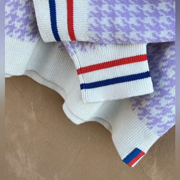 KULE Houndstooth Lilac Preppy Feminine Sweater size Small - Picture 3 of 9